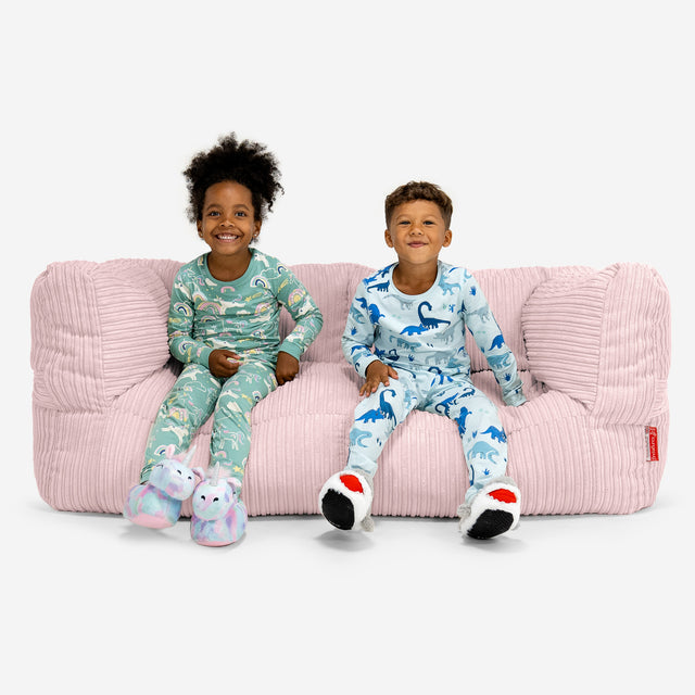Enorm Albert 2-sits Saccosäcksoffa för Barn 3-14 år - Klassisk Manchestertyg Rosa 01