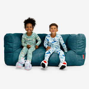 Enorm Albert 2-sits Saccosäcksoffa för Barn 3-14 år - Klassisk Manchestertyg Teal