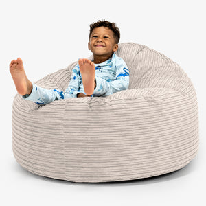 Enorm Snuggle-saccosäck för Barn 3-8 år - Klassisk Manchestertyg Elfenbensvit