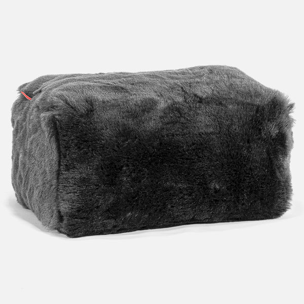 Fotpall Sittpuff - Fuskpäls Svart 01