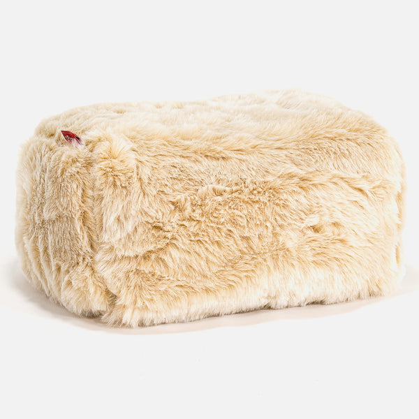 Fotpall Sittpuff - Fuskpäls Vit 01