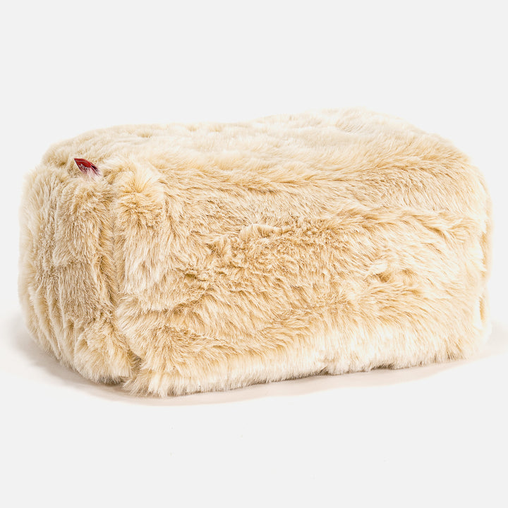 Fotpall Sittpuff - Fuskpäls Vit 01