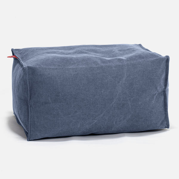Fotpall Sittpuff - Stentvättad denim Marinblå 01
