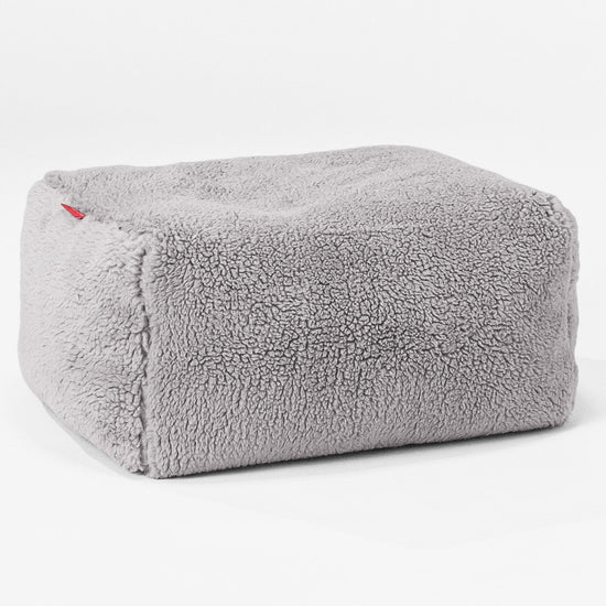 Fotpall Sittpuff - Teddy-fuskpäls Mellangrå 01