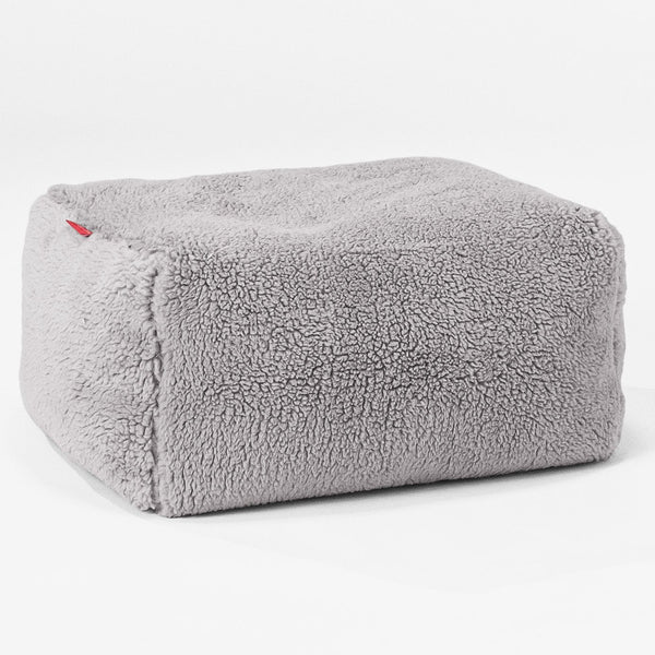 Fotpall Sittpuff - Teddy-fuskpäls Mellangrå 01