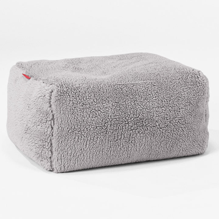 Fotpall Sittpuff - Teddy-fuskpäls Mellangrå 01