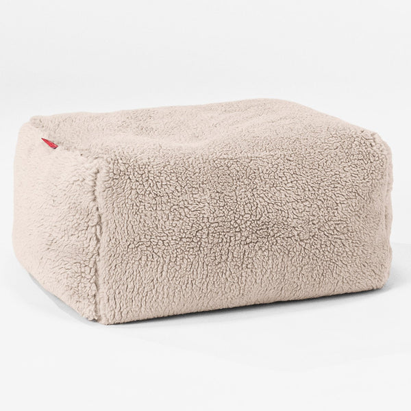 Fotpall Sittpuff - Teddy-fuskpäls Minkbrun 01