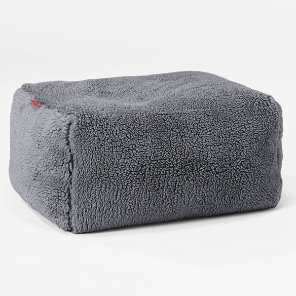 Fotpall Sittpuff - Teddy-fuskpäls Mörkgrå 01