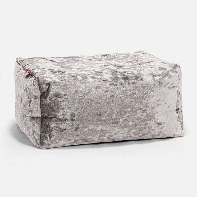Fotpall Sittpuff - Vintagesammet Silverfärgad 01