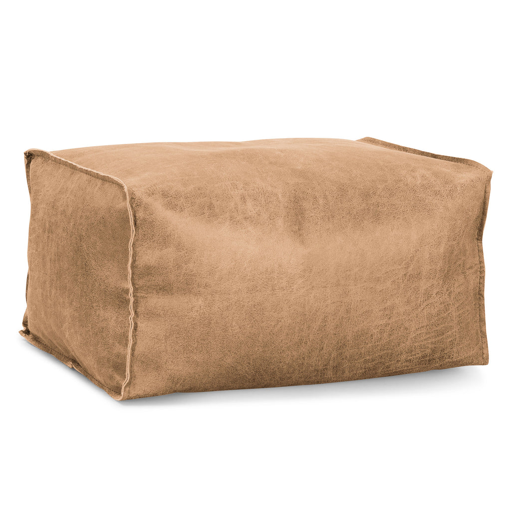 Fotpall Sittpuff - Slitet Skinn Honungsgult 01