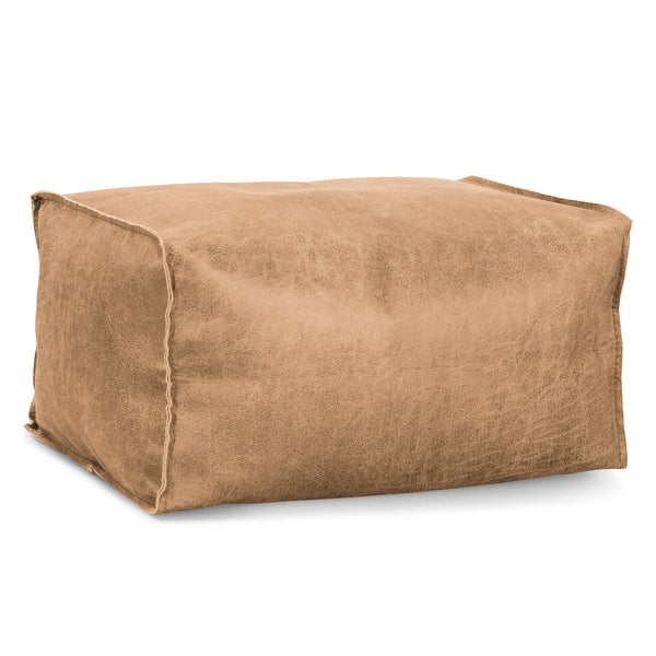 Fotpall Sittpuff - Slitet Skinn Honungsgult 01