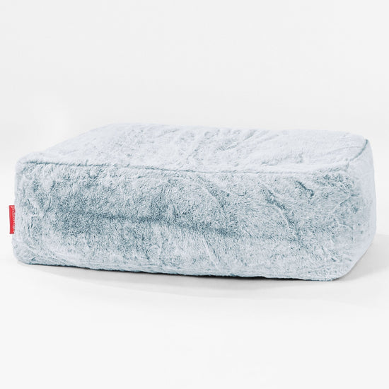 Fotpall Sittpuff Stor - Fuskkaninpäls Gammelblå 01