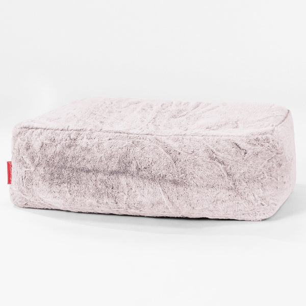 Fotpall Sittpuff Stor - Fuskkaninpäls Gammelrosa 01