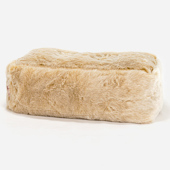 Fotpall Sittpuff Stor - Fuskpäls Vit 01