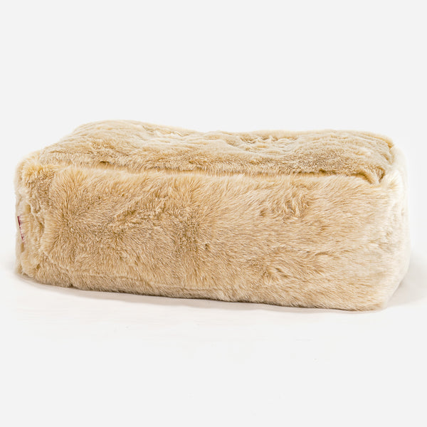 Fotpall Sittpuff Stor - Fuskpäls Vit 01