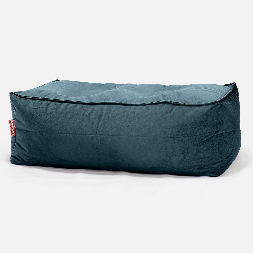 Fotpall Sittpuff Stor - Sammet Teal 01