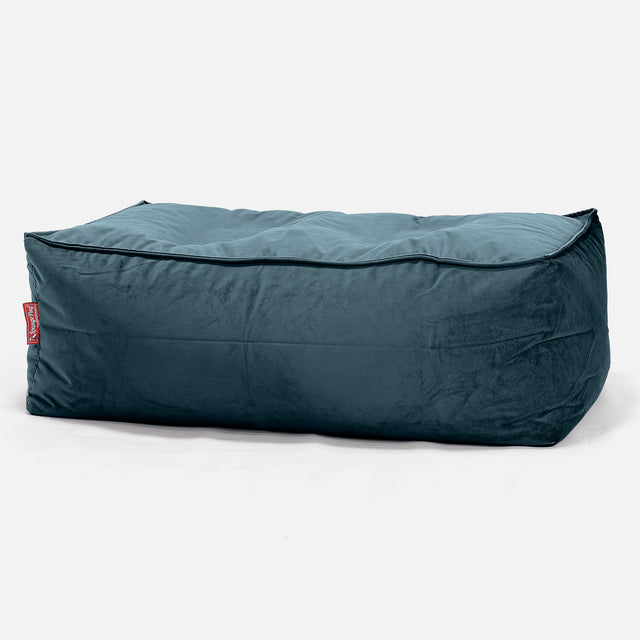 Fotpall Sittpuff Stor - Sammet Teal 01