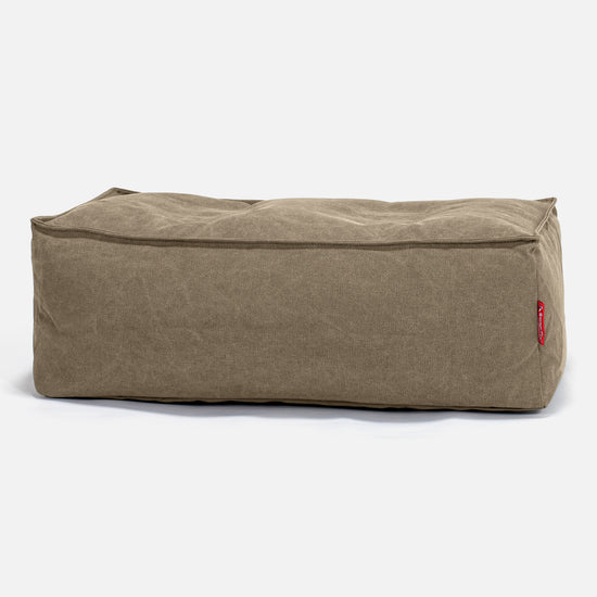 Fotpall Sittpuff Stor - Stentvättad denim Khaki 01