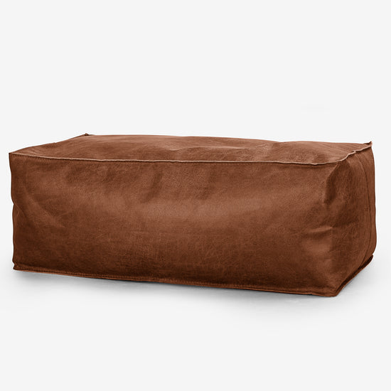 Fotpall Sittpuff Stor - Vintage Konstläder Brunt läder 01