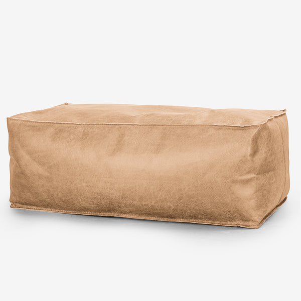 Fotpall Sittpuff Stor - Slitet Skinn Honungsgult 01