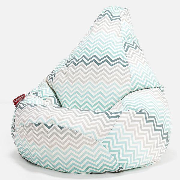 Game Fåtölj Saccosäck - Geometriskt tryck Chevron Teal 01