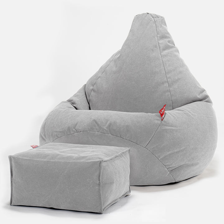 Game Fåtölj Saccosäck - Stentvättad denim Grå 01