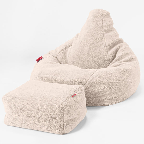 Game Fåtölj Saccosäck - Teddy-fuskpäls Gräddvit 04