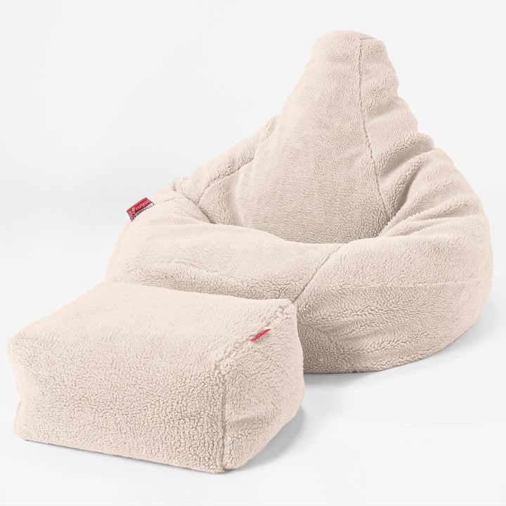 Game Fåtölj Saccosäck - Teddy-fuskpäls Gräddvit 04