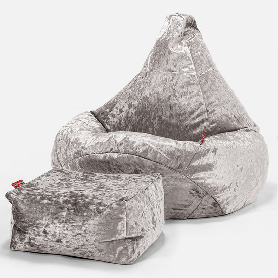 Game Fåtölj Saccosäck - Vintagesammet Silverfärgad 01