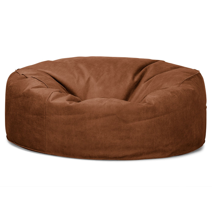 Jätte Saccosäck Soffa 'Mammut' - Vintage Konstläder Brunt läder 04