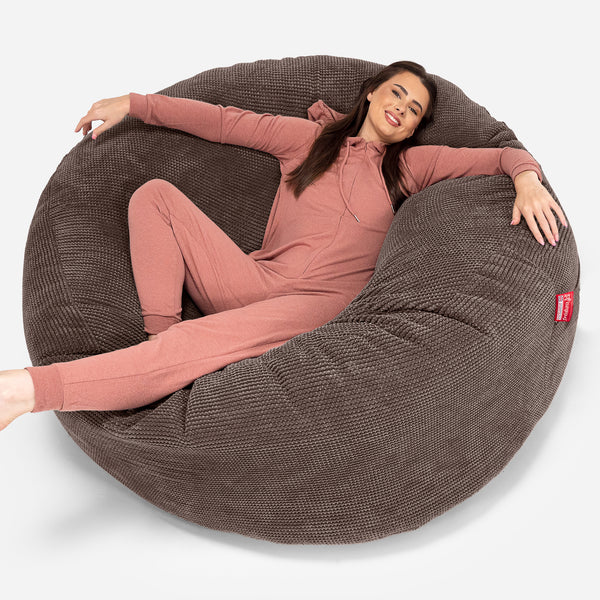 Jätte Saccosäck XXL 'Mega Mammut' - Pom-pom Chokladbrun 01