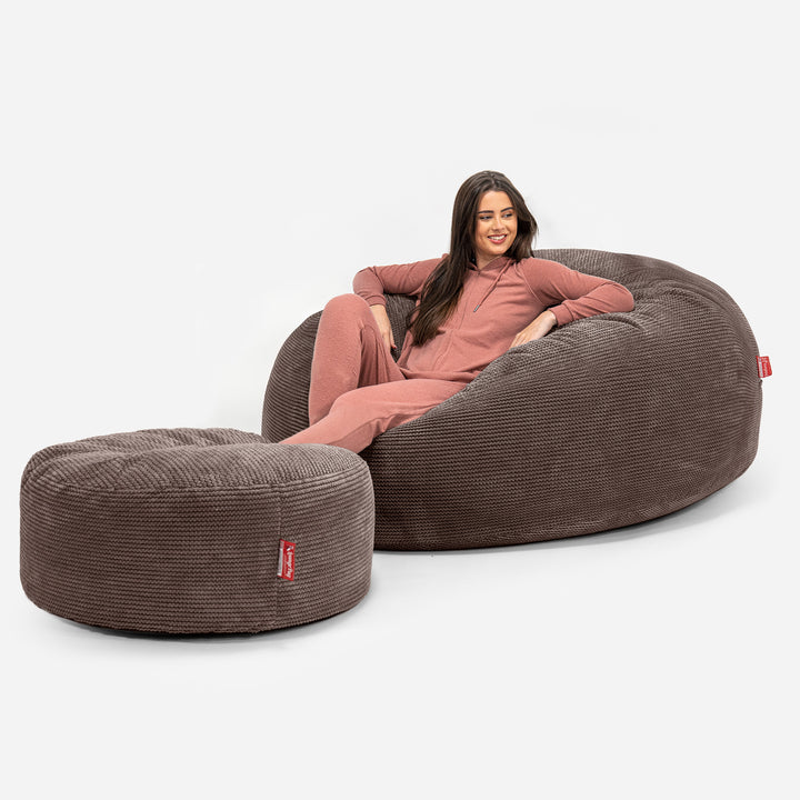 Jätte Saccosäck XXL 'Mega Mammut' - Pom-pom Chokladbrun 02