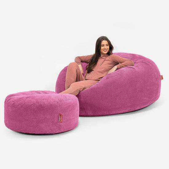 Jätte Saccosäck XXL 'Mega Mammut' - Pom-pom Rosa 02