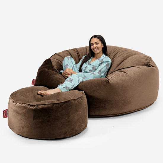 Jätte Saccosäck XXL 'Mega Mammut' - Sammet Espresso 02