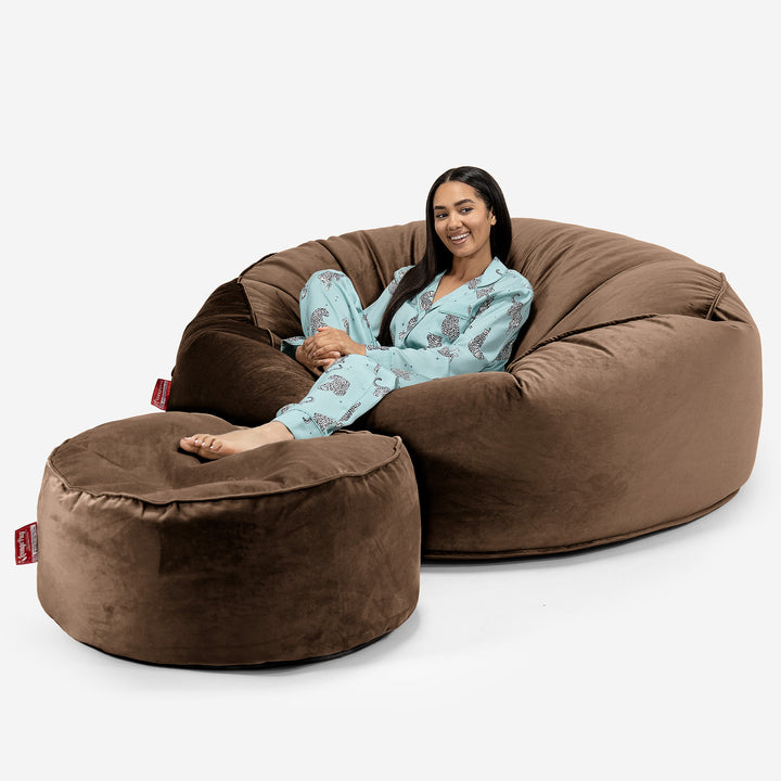 Jätte Saccosäck XXL 'Mega Mammut' - Sammet Espresso 02