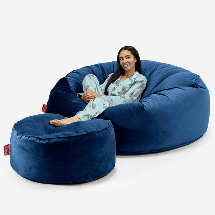 Jätte Saccosäck XXL 'Mega Mammut' - Sammet Navy 02