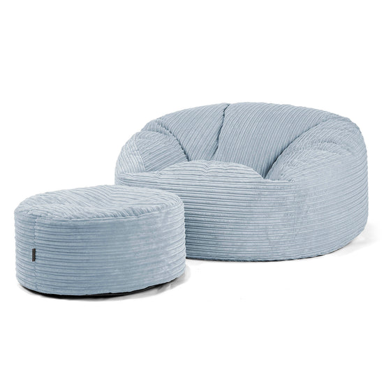 Jätte Saccosäck Soffa 'Mammut' - Klassisk Manchestertyg Baby Blå 04