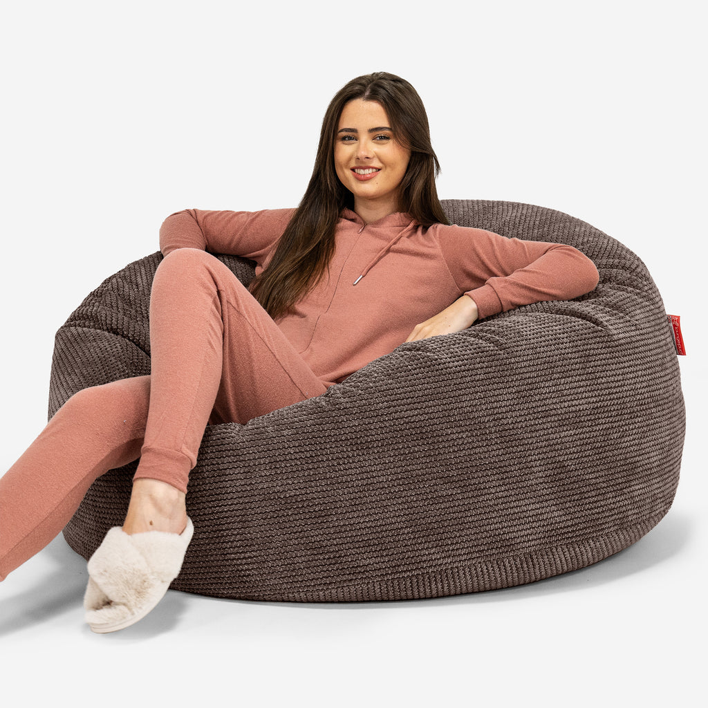 Jätte Saccosäck Soffa 'Mammut' - Pom-pom Chokladbrun 01