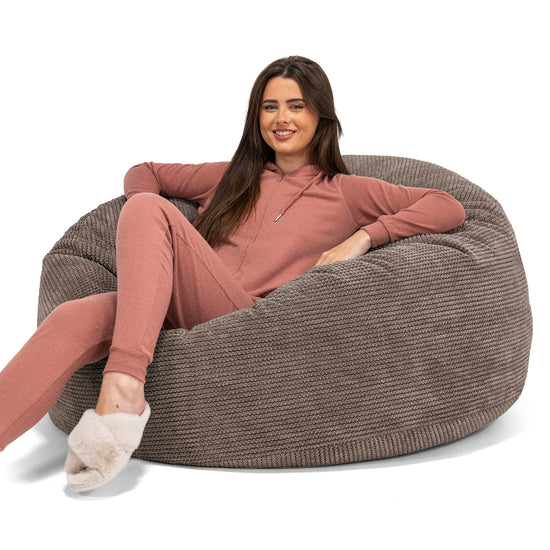 Jätte Saccosäck Soffa 'Mammut' - Pom-pom Chokladbrun 01
