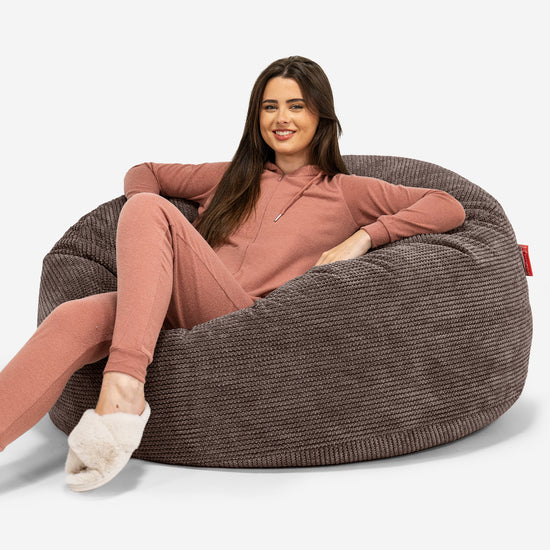 Jätte Saccosäck Soffa 'Mammut' - Pom-pom Chokladbrun 01