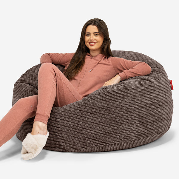 Jätte Saccosäck Soffa 'Mammut' - Pom-pom Chokladbrun 01