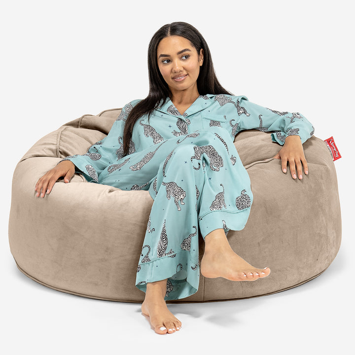 Jätte Saccosäck Soffa 'Mammut' - Sammet Minkbrun 01