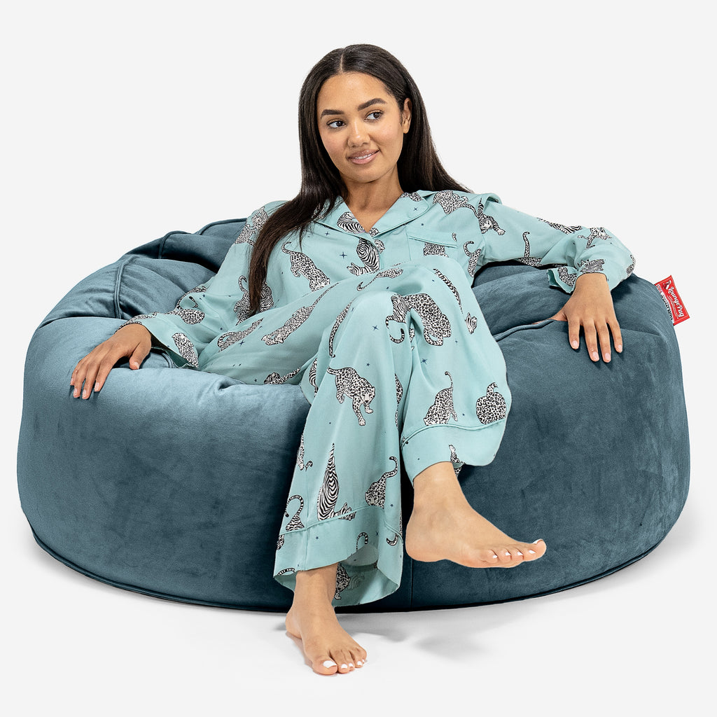 Jätte Saccosäck Soffa 'Mammut' - Sammet Teal 01