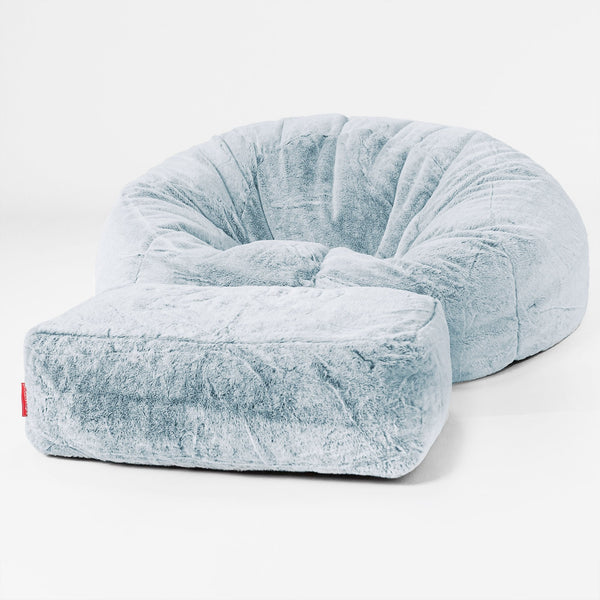 Klassisk Saccosäck Soffa - Fuskkaninpäls Gammelblå 01