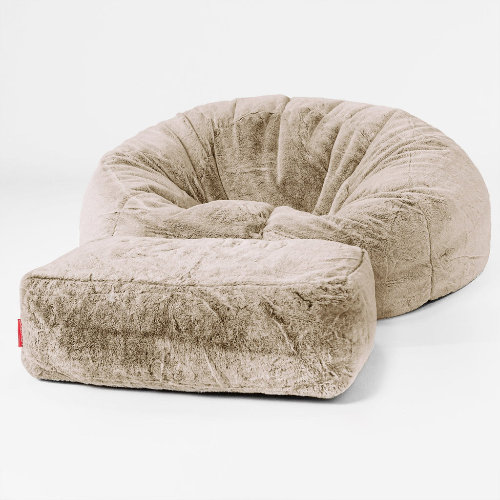 Klassisk Saccosäck Soffa - Fuskkaninpäls Gyllenbrun 02