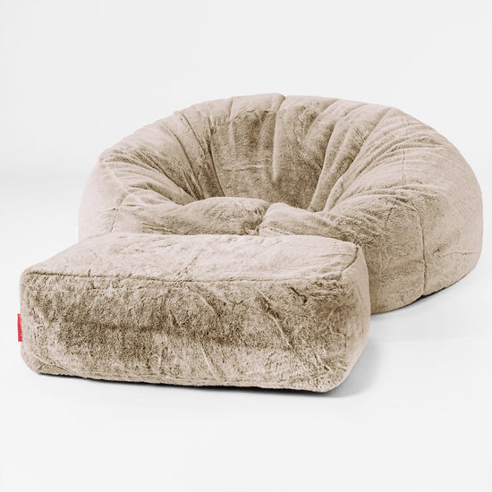 Klassisk Saccosäck Soffa - Fuskkaninpäls Gyllenbrun 02