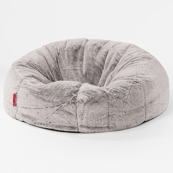 Klassisk Saccosäck Soffa - Fuskkaninpäls Ljusgrå 01