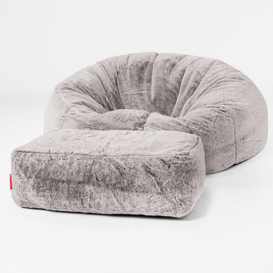 Klassisk Saccosäck Soffa - Fuskkaninpäls Ljusgrå 02