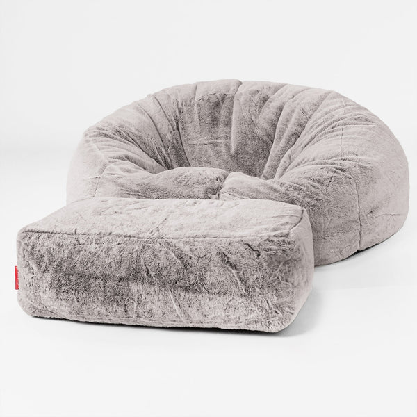 Klassisk Saccosäck Soffa - Fuskkaninpäls Ljusgrå 01