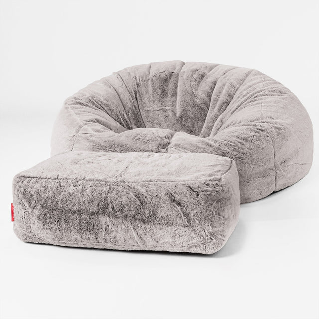 Klassisk Saccosäck Soffa - Fuskkaninpäls Ljusgrå 02